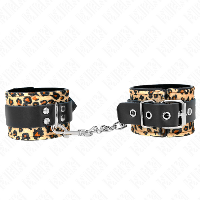 Kink - Entrave de Poignet Léopard en Cuir Véritable Ajustable 18-29 CM X 5.5 CM
